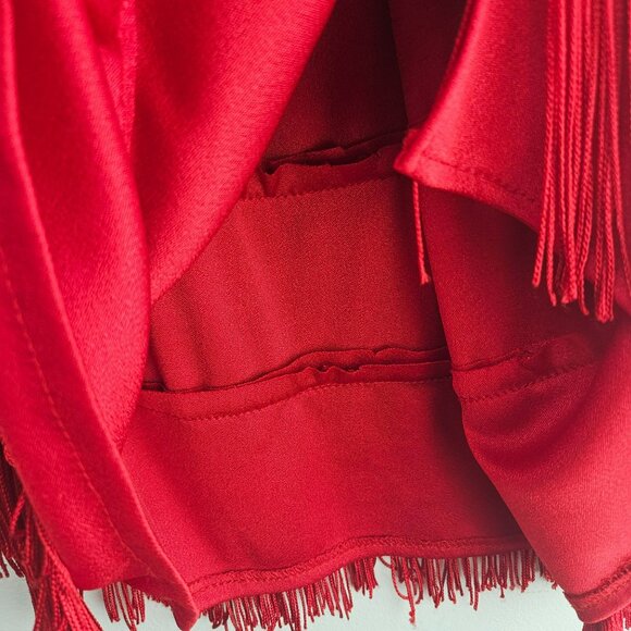 Elegant Red Fringe Midi Dress - Picture 12 of 13